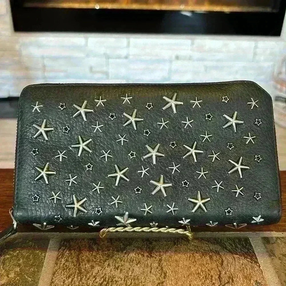 Jimmy Choo Carnaby Star Studded Zippy Wallet - Picture 1 of 9